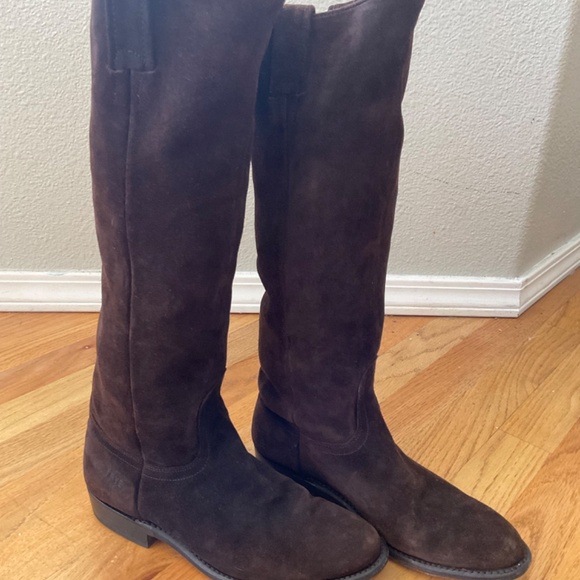 Frye Women’s Size 6.5 Bari Boots- Tall Slouchy Brown Suede Leather - Picture 8 of 14
